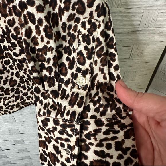 Talbots leopard print button down long sleeve blouse mobwife career plus size - Picture 4 of 10
